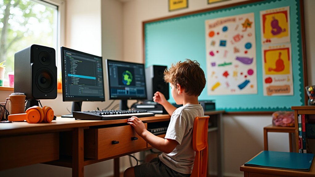 kindergarten teacher produces music